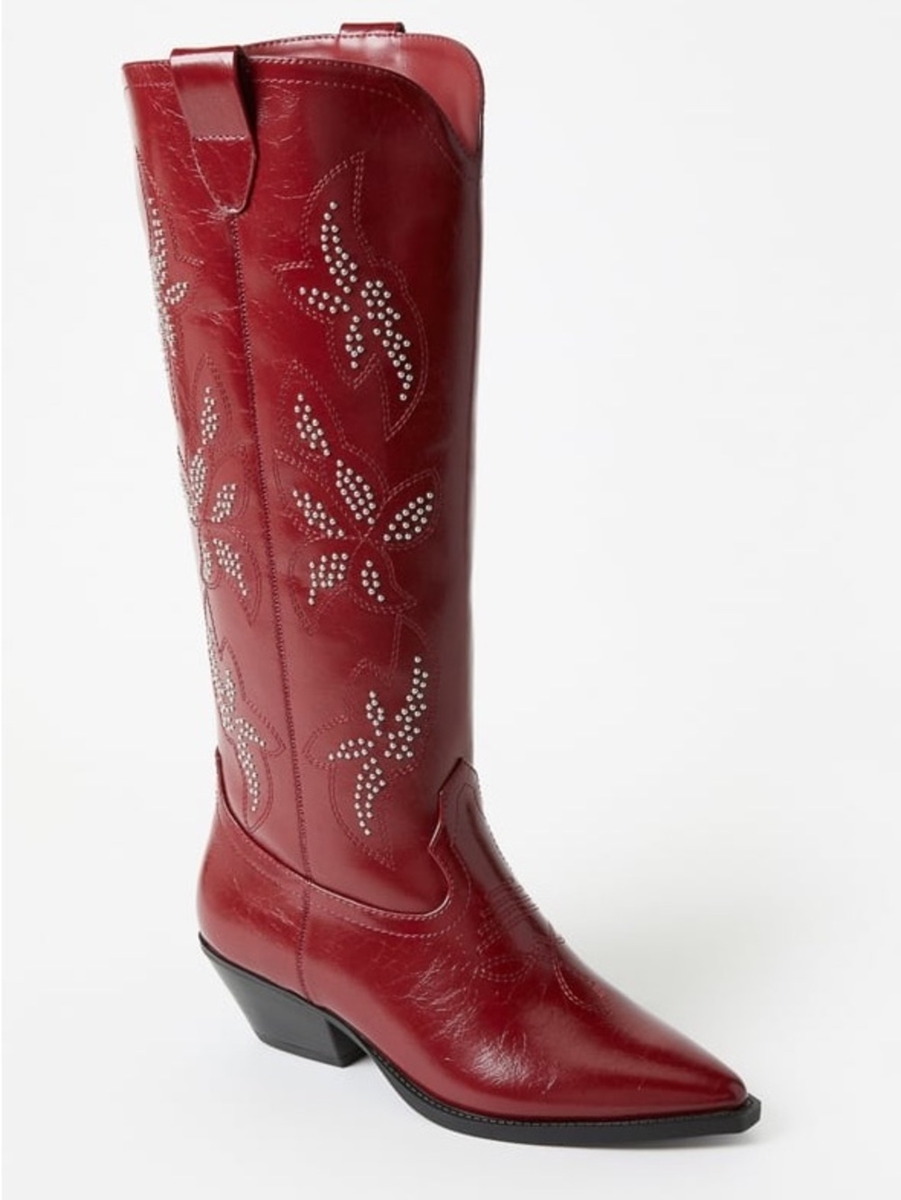 JustFab Burgundy Heeled Boots with Embellishments - Picture 11 of 11